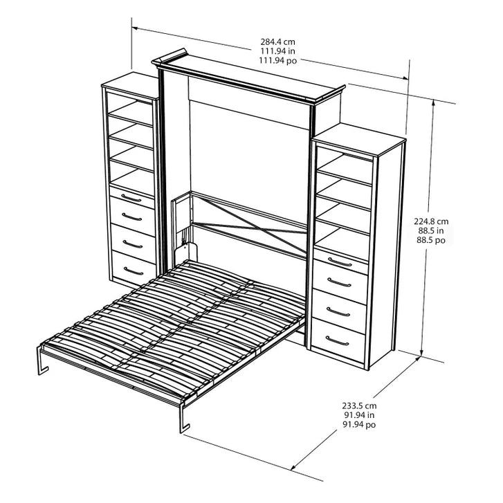 Bed & Room Porter Queen Wall Bed with 2 Side Towers