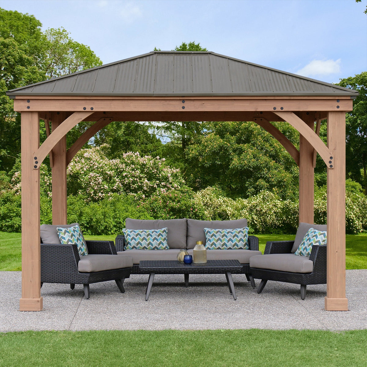 Yardistry Gazebo 12 ft. × 10 ft. with Aluminium Roof