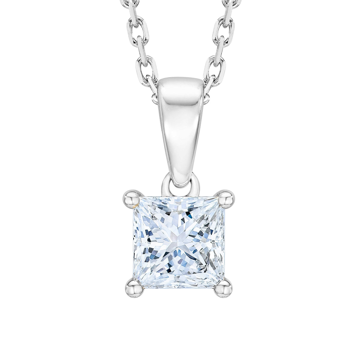 Princess Cut Diamond Solitaire Pendant (0.90 ct)