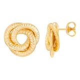 Diamond Cut Love Knot Earrings in Yellow Gold