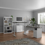 Bestar Upstand 4-piece L-shaped Workstation with Height Adjustable Desk