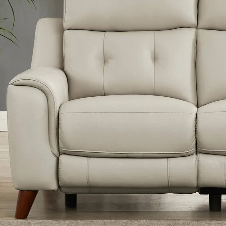 Prospera Home Malibu Modern Top Grain Leather Power Reclining Sofa with Power Headrest