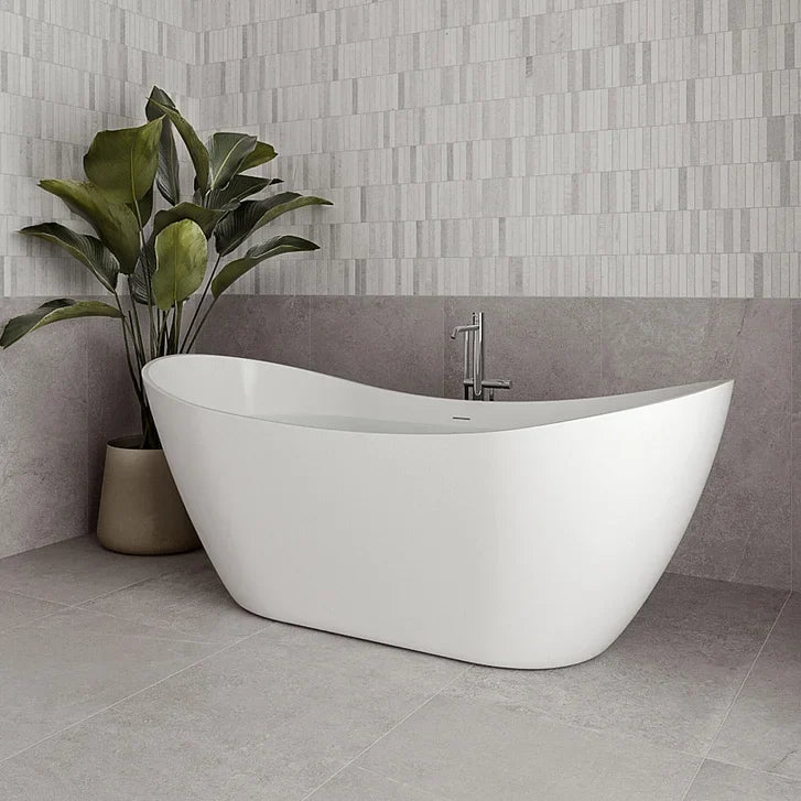 Streamline 71 in. Freestanding Bathtub with Expandable Bamboo Bathtub Caddy