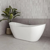Streamline 71 in. Freestanding Bathtub with Expandable Bamboo Bathtub Caddy