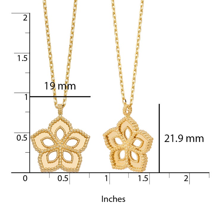 High Polish and Textured Floral Pendant in Yellow Gold