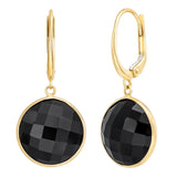 Round Onyx Drop Earrings