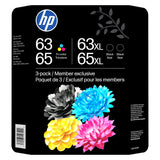HP 63/65 Color/XL Black Original Ink Cartridge (C1SE7BN) Club Combo 3-pack