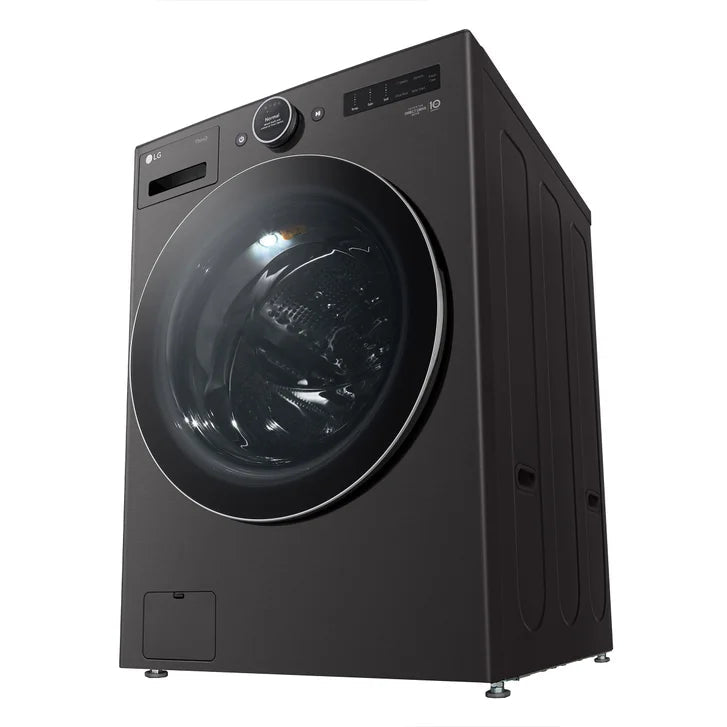 LG 5.8 cu ft. Black Steel ThinQ AI Wi-Fi Enabled Mega Capacity Steam Front Load Washer with ezDispense
