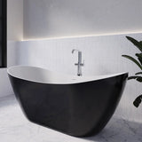 Streamline 71 in. Freestanding Bathtub with Expandable Bamboo Bathtub Caddy