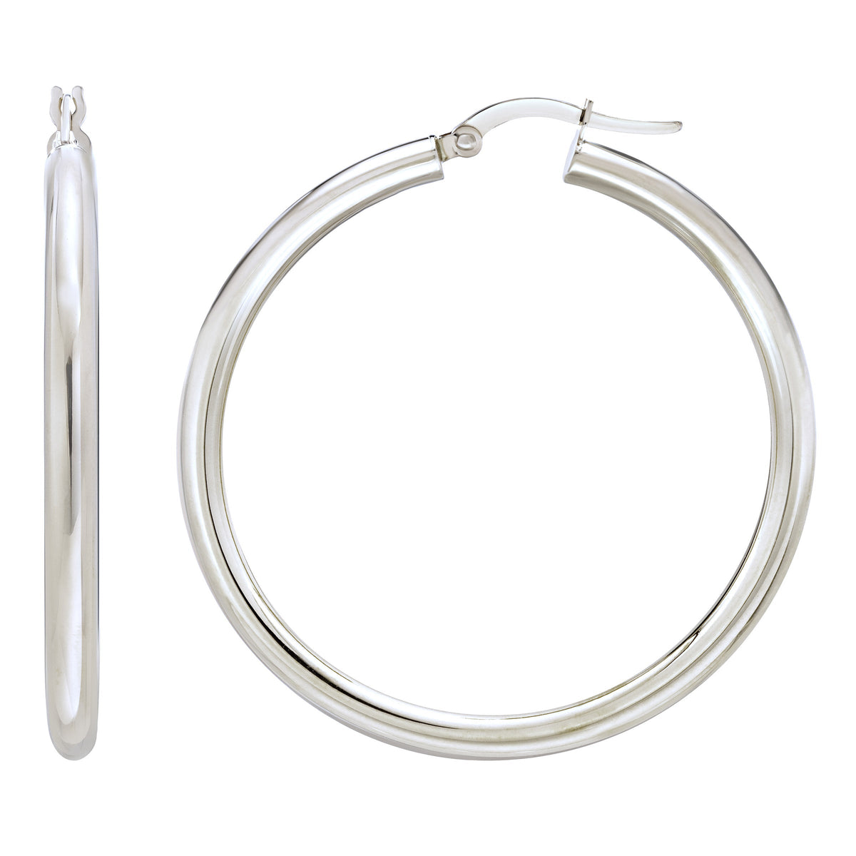 High Polish Round Hoop Gold Earrings