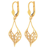Diamond Cut Filigree Dangle Earrings in Yellow Gold