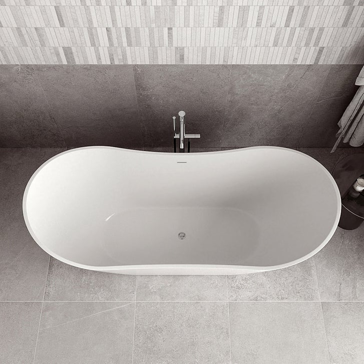 Streamline 71 in. Freestanding Bathtub with Expandable Bamboo Bathtub Caddy