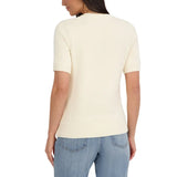 Halston Women's Short Sleeve Cotton Cable Sweater
