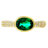 Oval Cut Lab Created Emerald and Diamond Ring (0.20 ctw)