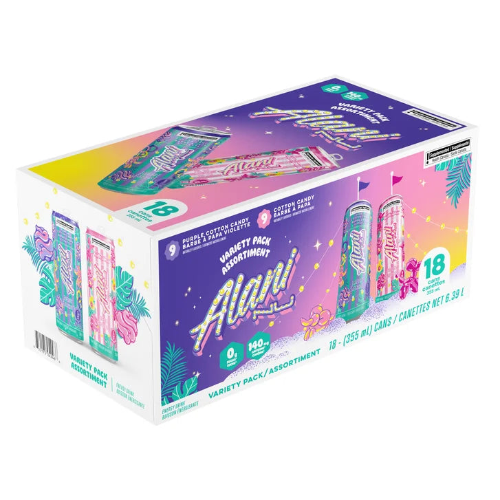 Alani Nu Energy Drink Cotton Candy, 355 mL 18-pack