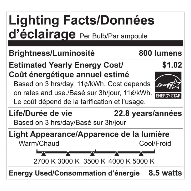 Luminus LED 8.5W Dimmable A19 Bulb E26 Base, 10-pack