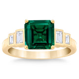 Square Cut Lab Created Emerald and Diamond Ring (0.24 ctw)