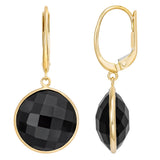 Round Onyx Drop Earrings