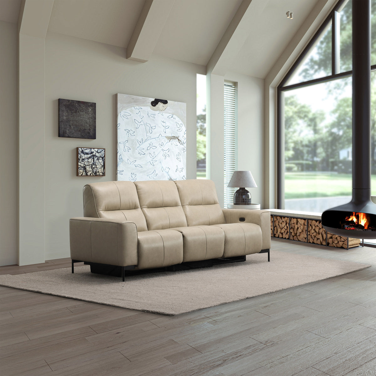 Simon Li - 3 Piece Top Grain Leather Power Reclining Sofa - Zero Gravity