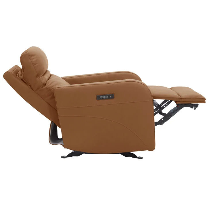 Gilman Creek Aldryn Top-grain Leather Glider Power Recliner, Brown