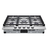 LG 30in Stainless Steel Gas 5 Burner Cooktop with Heavy Duty Cast Iron Grates