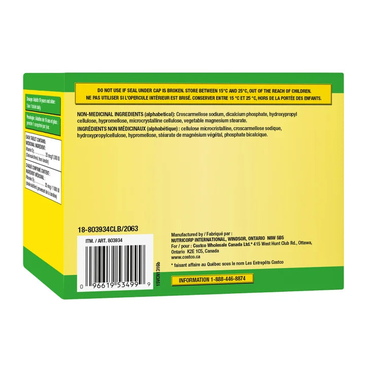 Kirkland Signature Vitamin D3 1,000 IU, 2 x 360 Tablets