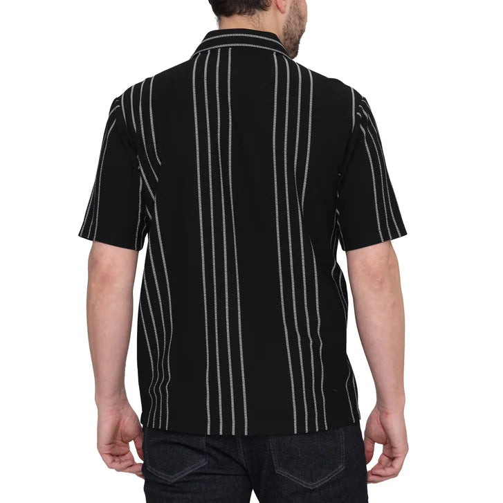 Ike Behar Men’s Vertical Stripe Textured Knit Polo Shirt