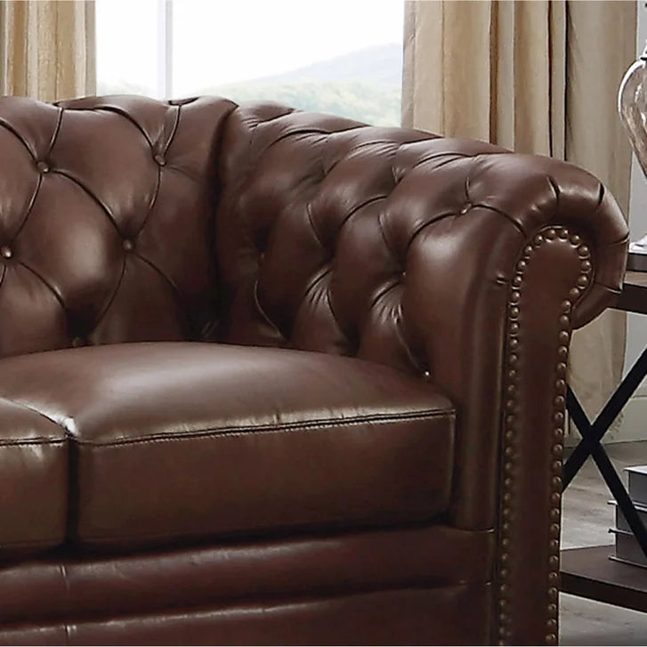 Prospera Home Allington 3-piece Top Grain Leather Chesterfield Living Room Set