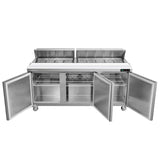 Midea Commercial 72 in. 20 cu ft. Stainless Steel Solid door Sandwich and Salad Prep Table