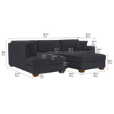 Thomasville Miles 3-piece Left-hand Facing Fabric Sectional with Storage Ottoman