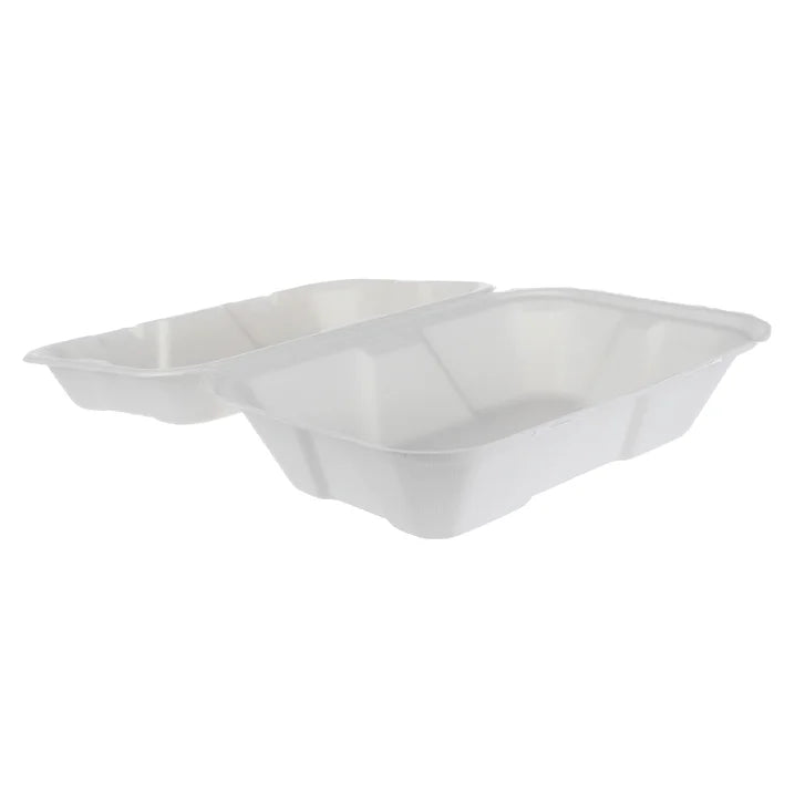 iEco 6” x 9” Hinged Bagasse Containers 100-pack