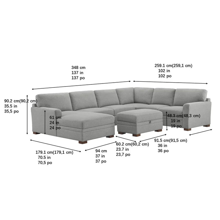 Thomasville Langdon 4-piece Fabric Sectional with Storage Ottoman
