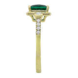 Cushion Cut Lab Created Emerald and Diamond Ring (0.16 ctw)