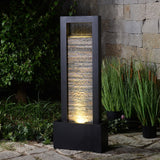 Versatile Zen Metal Fountain with Stone Brick Accent