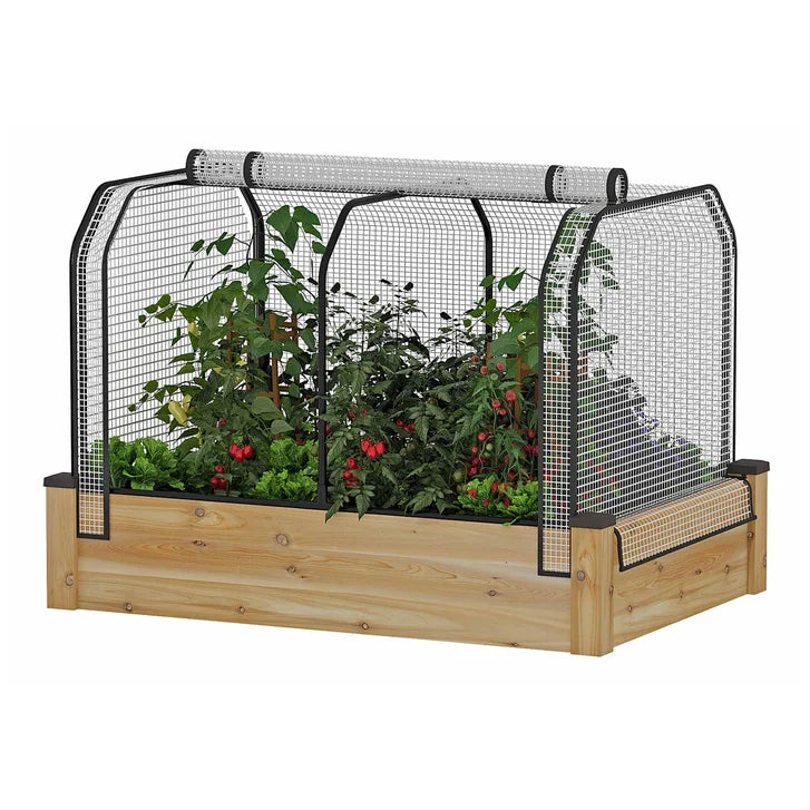 CedarCraft Cedar Raised Garden Bed 33" x 49" x 11" + Greenhouse Cover