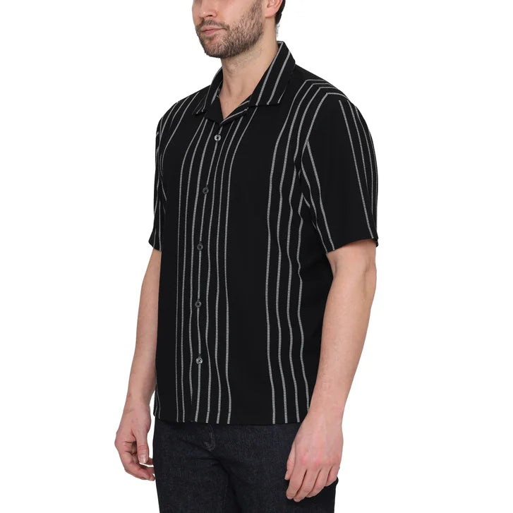 Ike Behar Men’s Vertical Stripe Textured Knit Polo Shirt