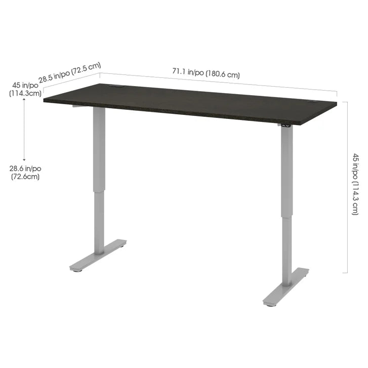 Bestar Upstand 76.2 cm x 182.9 cm (30 in. x 72 in.) Height Adjustable Desk with Dual Monitor Arm
