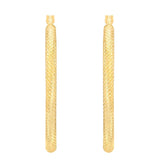 Diamond Cut Oval Hoop Earrings in Yellow Gold