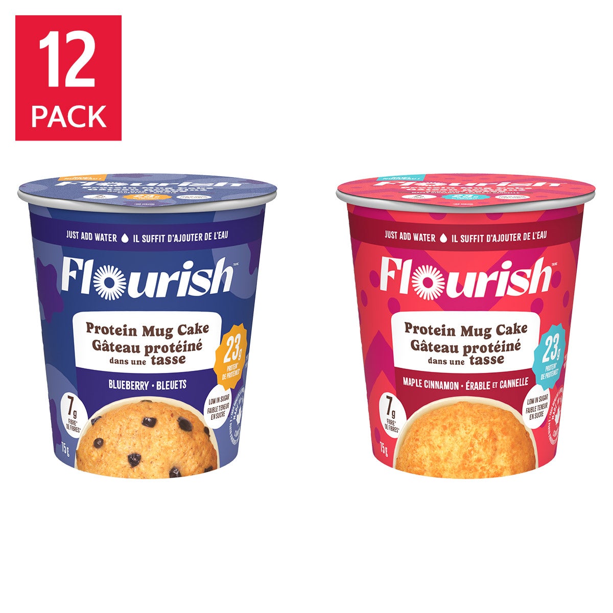 Flourish - Protein Mug Cakes, 12 × 75 g