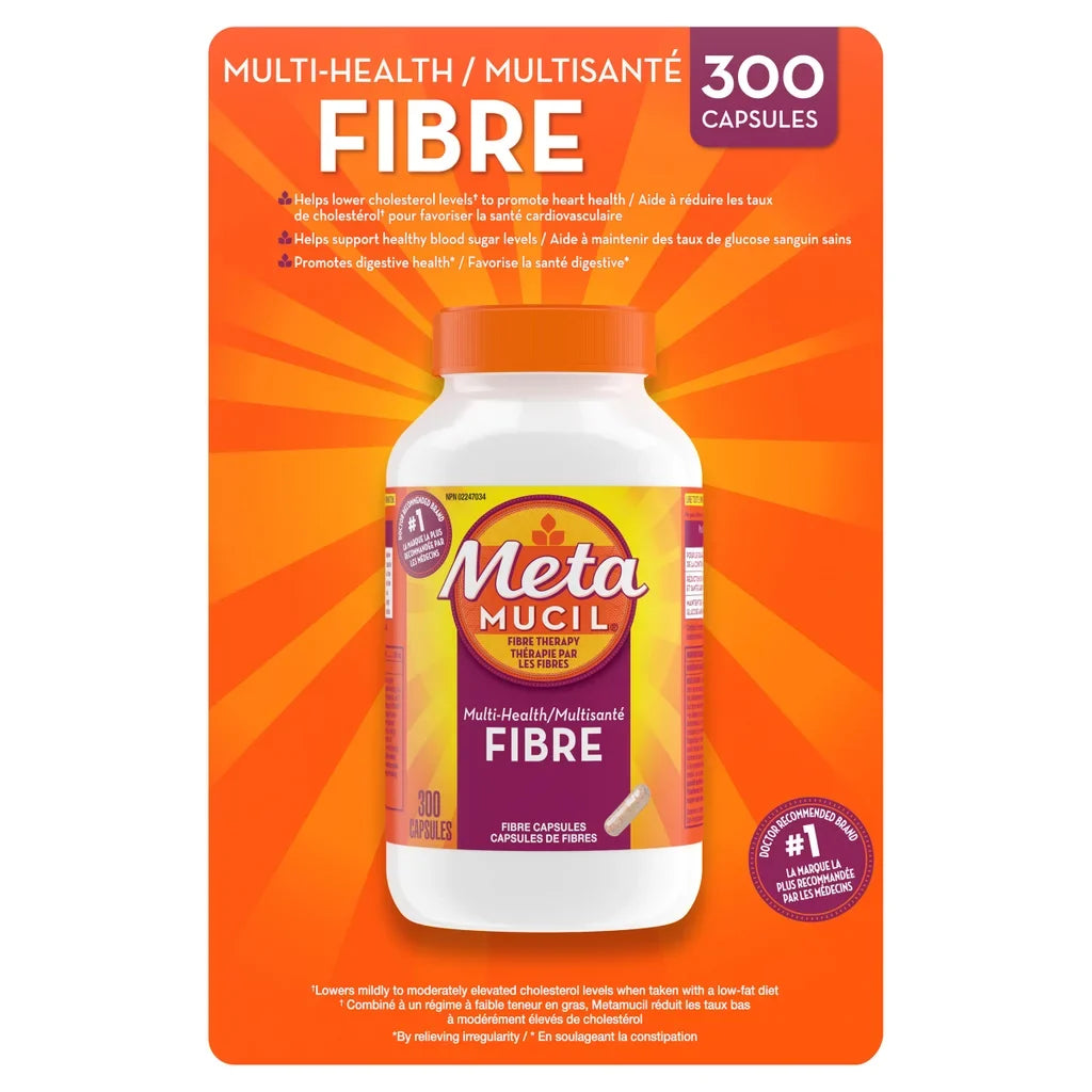 Metamucil 100% Natural Psyllium Husk Daily Fibre Supplement - 300 Capsules