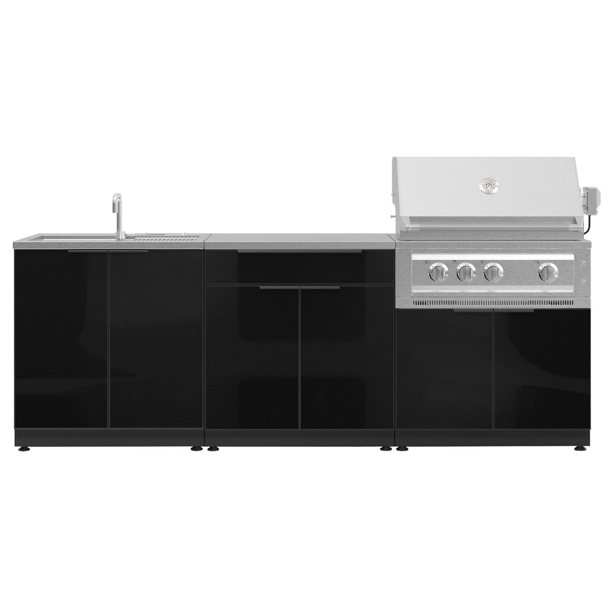 NewAge Products 5-piece Black Outdoor Kitchen Aluminum Set - Natural Gas Grill