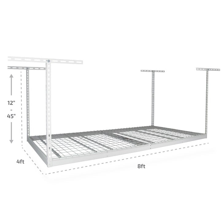 SafeRacks 4 ft. × 8 ft. Overhead Garage Storage Rack and Accessory Kit