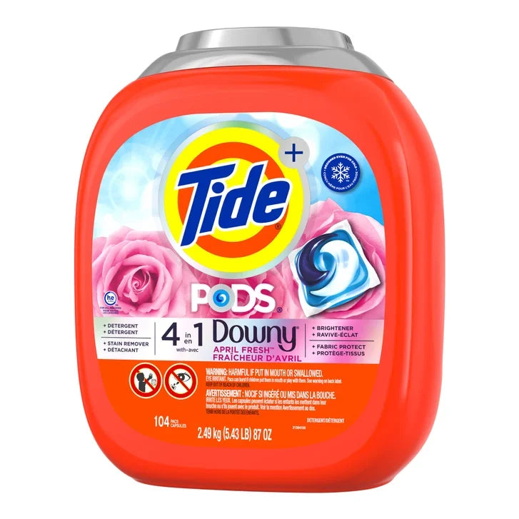 Tide PODS with Downy, Liquid Laundry Detergent Pacs, April Fresh, 104-count