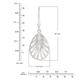 Diamond Cut Leaf Design Dangle Earrings in White Gold
