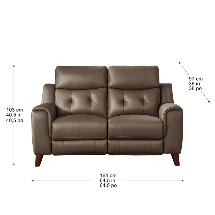 Prospera Home Malibu Modern Top Grain Leather Power Reclining Sofa and Loveseat with Power Headrest