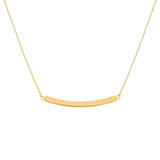 High Polish Curved Bar Necklace in Yellow Gold