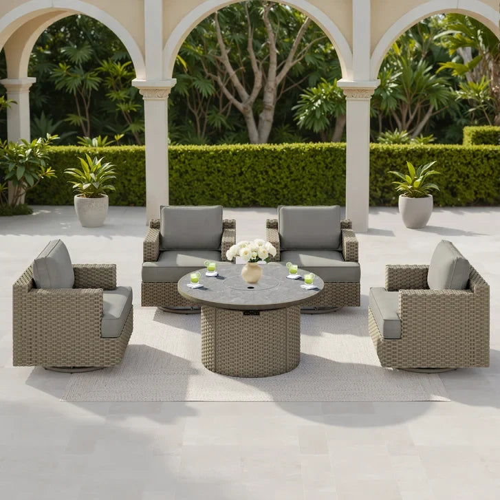 Niko Heritage 5-piece Patio Conversation Set with Fire Table