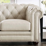Prospera Home Allington 3-piece Top Grain Leather Chesterfield Living Room Set