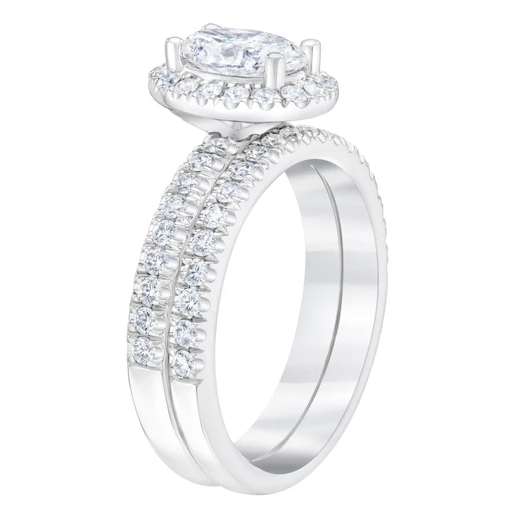 1.84 ctw Oval and Round Brilliant Cut, Clarity VVS1, Colour F, Diamond Wedding Set