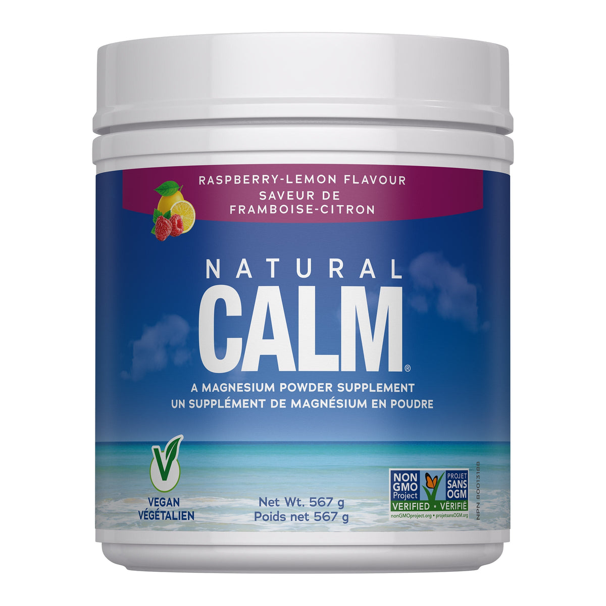 Natural Calm Magnesium Powder Raspberry Lemon - 567 g Powder